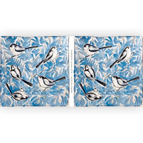 Blue White Acrobats, Mug by Ingrid Nilsson - Image 2