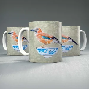 Jay on Lily Bowl, Mug by Ingrid Nilsson