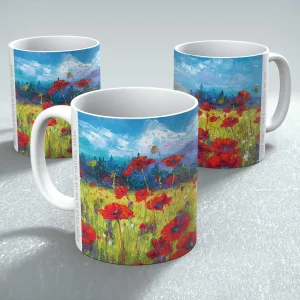 Poppy Field in the Lee of Goatfell, Arran, Mug by Jean Feeney