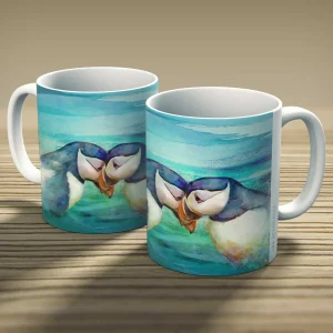 Puffins, Mug by Lee Scammacca