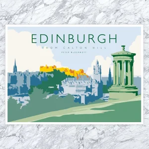 Edinburgh from Calton Hill, A3 Poster by Peter McDermott