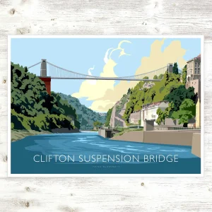 Clifton Suspension Bridge (Blue), A3 Poster by Peter McDermott