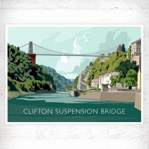 Clifton Suspension Bridge (Green), A3 Poster by Peter McDermott