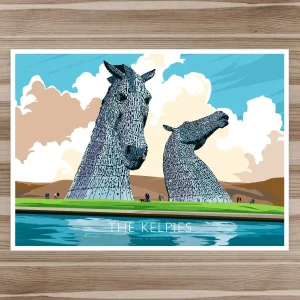 The Kelpies, A3 Poster by Peter McDermott