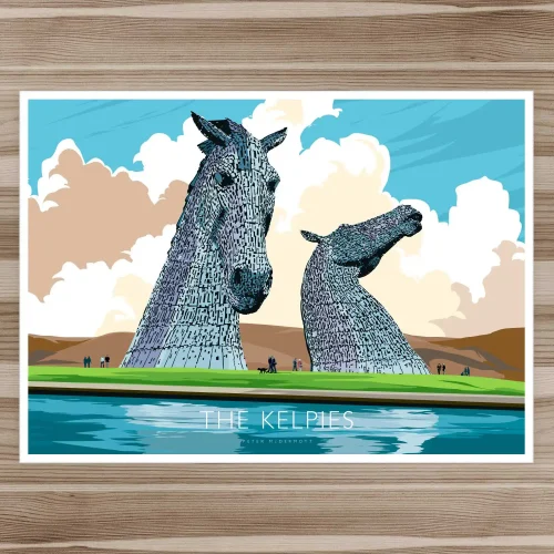 The Kelpies, A3 Poster by Peter McDermott