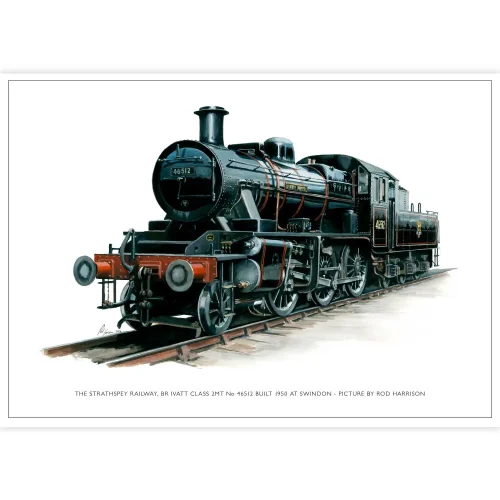 The Strathspey Railway, BR IVATT Class 2MT No 46512, Built 1950 at Swindon, A3 Poster by Rod Harrison - Image 2