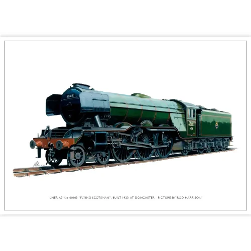 LNER A3 No 60103 Flying Scotsman, Built 1923 at Doncaster, A3 Poster by Rod Harrison - Image 2