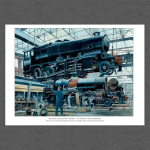 Bo’ness Locomotive Works, A3 Poster by Rod Harrison