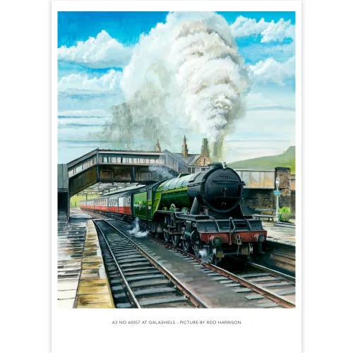 A3 No 60057 at Galashiels, A3 Poster by Rod Harrison - Image 2