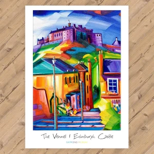 The Vennel and Edinburgh Castle, A3 Poster by Raymond Murray