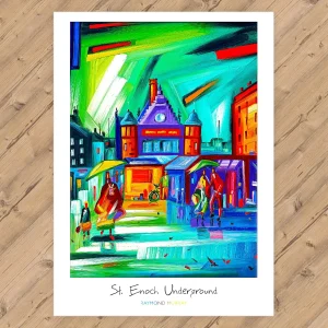 St Enoch Underground, A3 Poster by Raymond Murray