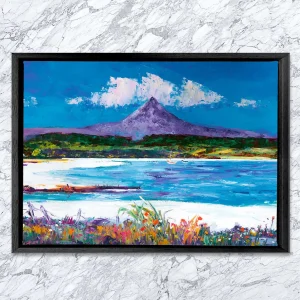 Goatfell from Brodick Bay, Framed Stretched Canvas by Jean Feeney