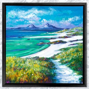 Visit to Sanna Bay, Framed Stretched Canvas by Jean Feeney