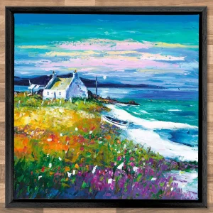 Evening Approaches, Isle of Lewis, Framed Stretched Canvas by Jean Feeney