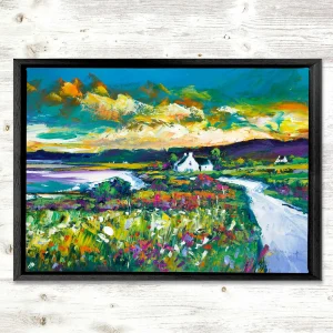 Camuscrois, Isle of Skye, Nightfall, Framed Stretched Canvas by Jean Feeney