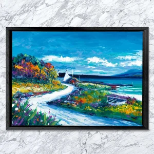 Sunlit Bay, Isle of Skye, Framed Stretched Canvas by Jean Feeney