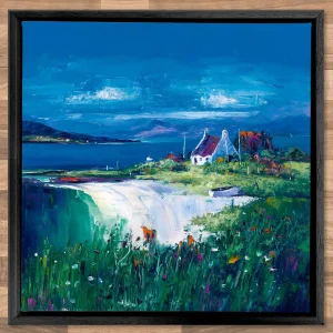Early Summer on the way to Elgol, Isle of Skye, Framed Stretched Canvas by Jean Feeney