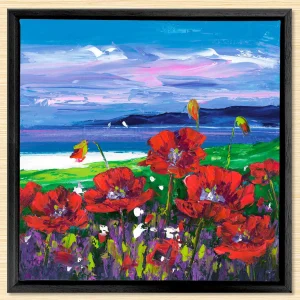 Torridon Poppies, Framed Stretched Canvas by Jean Feeney