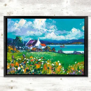 Steamer Heading for Port Appin, Framed Stretched Canvas by Jean Feeney
