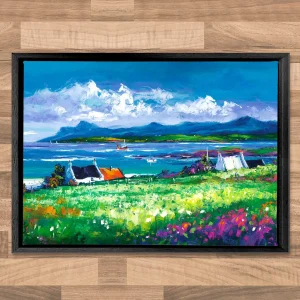 Spring, Brodick Bay, Isle of Arran, Framed Stretched Canvas by Jean Feeney