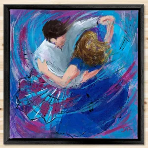 Blue Waltz, Framed Stretched Canvas by Janet McCrorie
