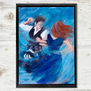 Fiddles and Footwork, Framed Stretched Canvas by Janet McCrorie
