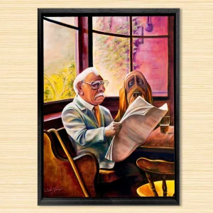 Reading the Paper, Framed Stretched Canvas by Scott McGregor