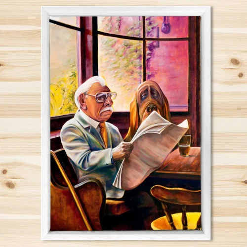 Reading the Paper, Framed Stretched Canvas by Scott McGregor - Image 2