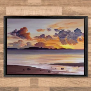 Warm Evening over Arran, Framed Stretched Canvas by Scott McGregor