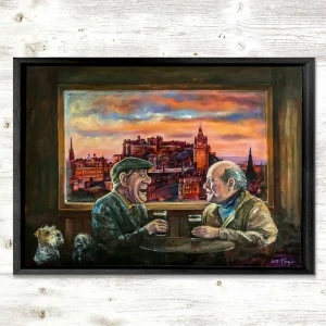 Good Night Out in Auld Reekie, Framed Stretched Canvas by Scott McGregor