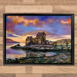 Purple Sky, Eilean Donan, Framed Stretched Canvas by Scott McGregor