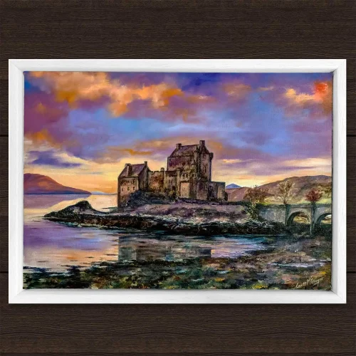 Purple Sky, Eilean Donan, Framed Stretched Canvas by Scott McGregor - Image 2