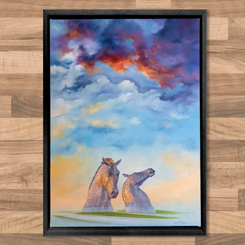 Kelpies, Framed Stretched Canvas by Scott McGregor