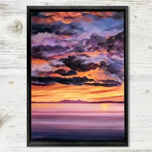 Purple Sky over Arran, Framed Stretched Canvas by Scott McGregor