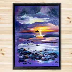 Ailsa Craig Purple, Framed Stretched Canvas by Scott McGregor