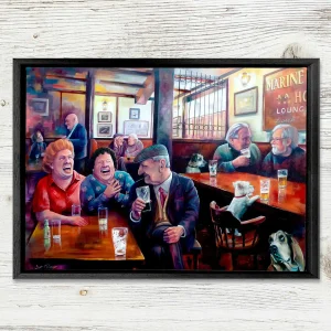 Speed Dating in the Anchor, Framed Stretched Canvas by Scott McGregor