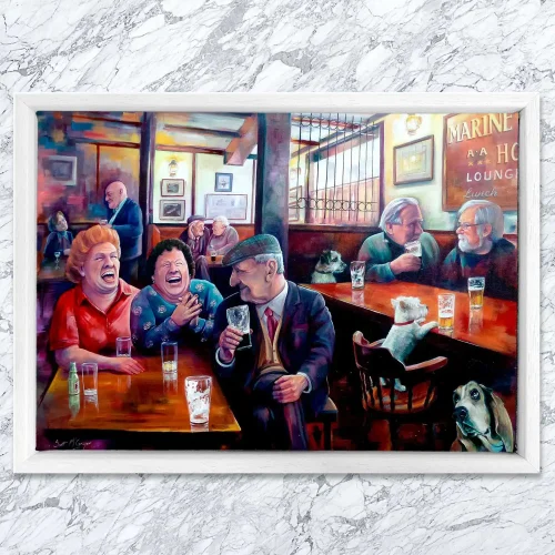 Speed Dating in the Anchor, Framed Stretched Canvas by Scott McGregor - Image 2