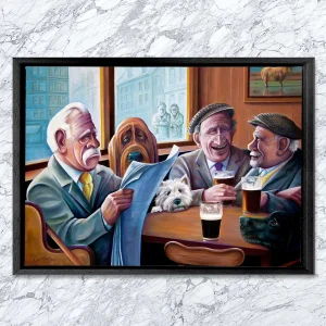 Having a Pint with the Colonel, Framed Stretched Canvas by Scott McGregor