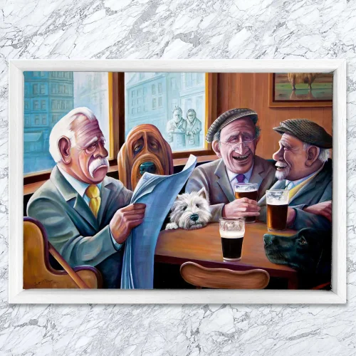 Having a Pint with the Colonel, Framed Stretched Canvas by Scott McGregor - Image 2