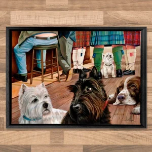 Wee Angus Will Tell Us if He's a True Scotsman, Framed Stretched Canvas by Scott McGregor