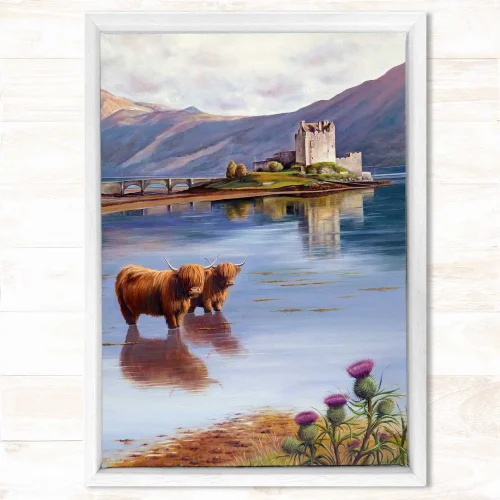 Coos at Eilean Donan, Framed Stretched Canvas by Scott McGregor - Image 2