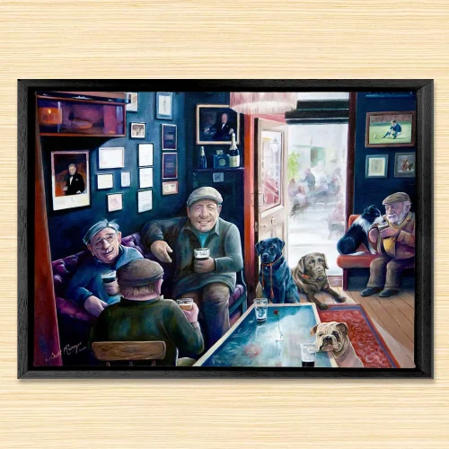 A Pint with Gavin Hastings, Framed Stretched Canvas by Scott McGregor